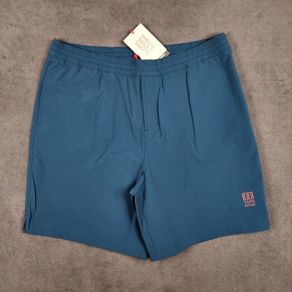 Topo Designs Global Shorts Mens XXL Pond Blue Nylon Stretch Outdoor Hiking NEW